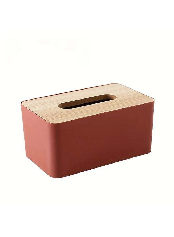 Red Modern Tissue Box Holder with Lid Space Saving Organizer for Bathroom Office - Image 1